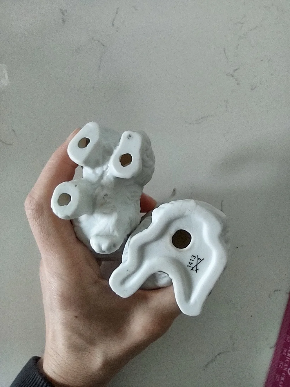 White Ceramic Cat Figurines - Pair
